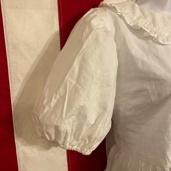 Influence Sz 8 Retro Women's Prairie Collar Peplum White Cotton Blouse - Picture 3 of 9